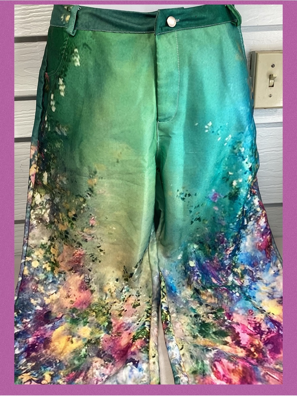 Women’s High-Waist Wide-Leg Jeans in Teal Multi.60 - Picture 2 of 10